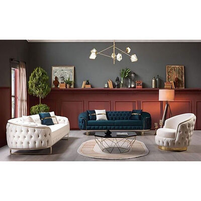 American Design Modular Leather Sofa Set Arredamento 3 2 1 Seater Sezionale Moderno Luxury Velvet Fabric Chesterfield Sofa