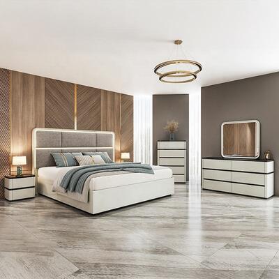 Chambre a Coucher Complet Luxury Bedroom Sets Headboard illuminato King Size Letto Cornice di legno Doppio Set di mobili moderni per camera da letto