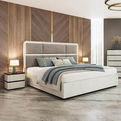 Chambre a Coucher Complet Luxury Bedroom Sets Headboard illuminato King Size Letto Cornice di legno Doppio Set di mobili moderni per camera da letto