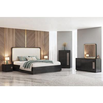 Letto minimalista King Size Set camera da letto di lusso Hotel Appartamento Cornice in legno Mobile moderno per camera da letto Set con armadio laterale