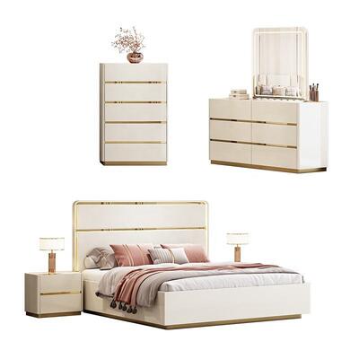 Luoghi di lusso leggeri Arredamento De Chambre Moderno Set completo camera da letto Arredamento Cornice di legno Doppio Luxury King Size Set camera da letto