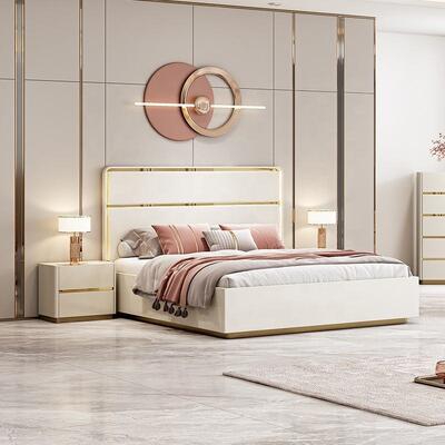 Luoghi di lusso leggeri Arredamento De Chambre Moderno Set completo camera da letto Arredamento Cornice di legno Doppio Luxury King Size Set camera da letto