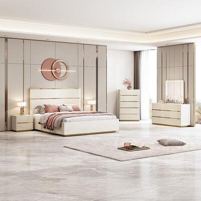 Luoghi di lusso leggeri Arredamento De Chambre Moderno Set completo camera da letto Arredamento Cornice di legno Doppio Luxury King Size Set camera da letto