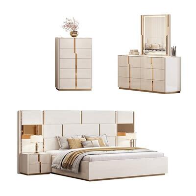Nuovo design letto di lusso king size doppio moderno mobili per camera da letto Set camera da letto in legno Set con camerino Tavolo cassetto dei cassetti