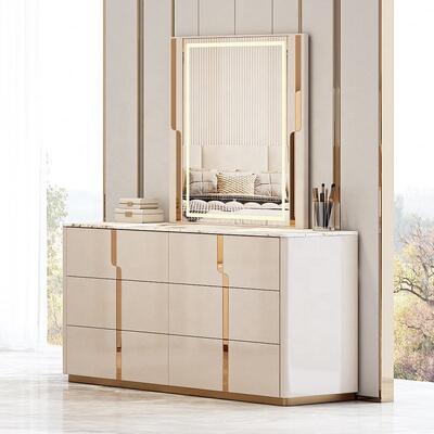 Nuovo design letto di lusso king size doppio moderno mobili per camera da letto Set camera da letto in legno Set con camerino Tavolo cassetto dei cassetti
