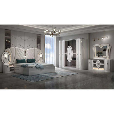Prezzo all'ingrosso Set di mobili per camera da letto moderni e di lusso King Size Bed Frame Master Room Set completo di camera da letto turca con luci a LED
