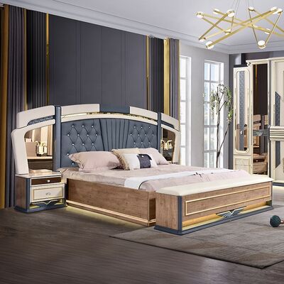 Chambre a Coucher Complet De Luxe Set da camera da letto letto king size Home Room Doppia struttura in legno Set di mobili per camera da letto di lusso moderno
