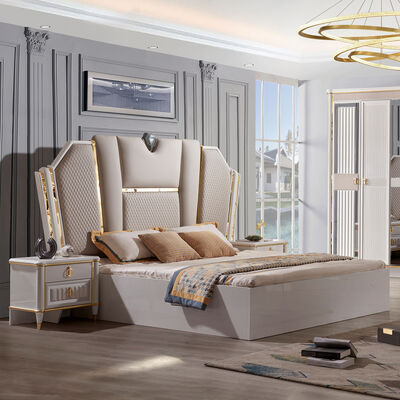 Moderna copertura in velluto con testiera in legno, set king size, mobili da letto, letti queen, set completo di camera da letto