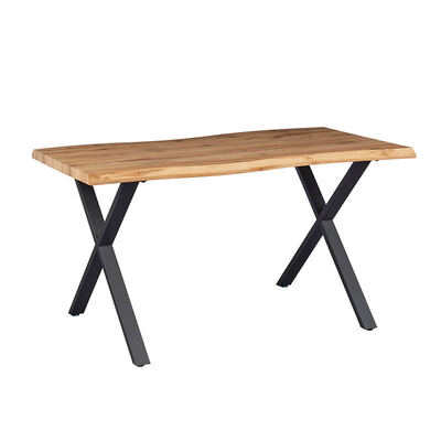 Tavolo da pranzo in stile minimalista rettangolo live edge Tavolo da pranzo in metallo base Arredamento da pranzo in legno Tavolo da pranzo moderno Set da 6 posti