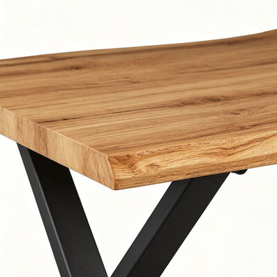 Tavolo da pranzo in stile minimalista rettangolo live edge Tavolo da pranzo in metallo base Arredamento da pranzo in legno Tavolo da pranzo moderno Set da 6 posti
