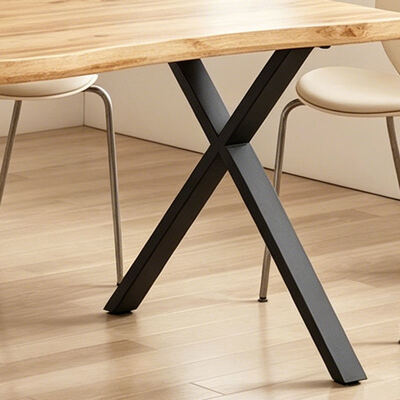 Tavolo da pranzo in stile minimalista rettangolo live edge Tavolo da pranzo in metallo base Arredamento da pranzo in legno Tavolo da pranzo moderno Set da 6 posti