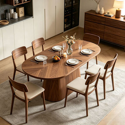 Salle Manger Complete 6 posti Modern Dining Room Furniture Ovale Tavolo da pranzo in legno 6 posti Home Restaurant Tavolo da pranzo Set