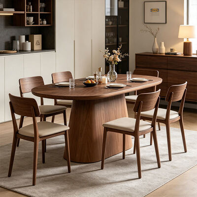 Salle Manger Complete 6 posti Modern Dining Room Furniture Ovale Tavolo da pranzo in legno 6 posti Home Restaurant Tavolo da pranzo Set