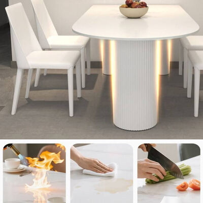 Tavolo da pranzo scandinavo bianco Set base metallo Arredamento della sala da pranzo Pietra Ardesia Top Tavolo da pranzo moderno per appartamento alberghiero