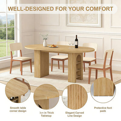 Factory Wholesale Extendable Dining Table Set 6 Seater Home Dining Room Oval Wooden Folding Dining Table with Storage Shelves