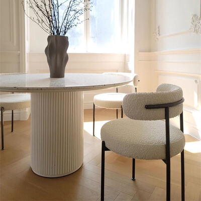Mobili domestici nordici Tavolo da pranzo bianco rotondo 6 posti Tavolo da pranzo moderno e sedie di lusso in legno