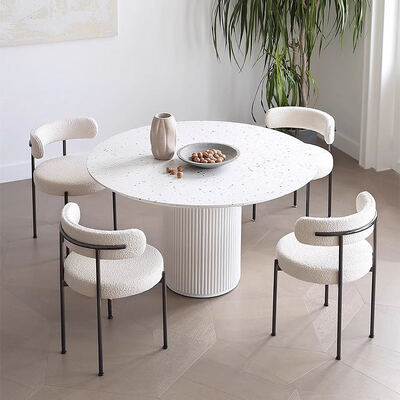 Mobili domestici nordici Tavolo da pranzo bianco rotondo 6 posti Tavolo da pranzo moderno e sedie di lusso in legno