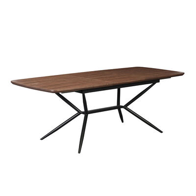 Ingrosso Tavolo da pranzo rettangolare minimalista Mobile da sala da pranzo Arredamento a telaio metallico Tavolo da cucina Live Edge Tavolo da pranzo moderno in legno