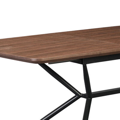 Ingrosso Tavolo da pranzo rettangolare minimalista Mobile da sala da pranzo Arredamento a telaio metallico Tavolo da cucina Live Edge Tavolo da pranzo moderno in legno