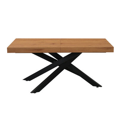 Barato Tavolo da pranzo pieghevole rettangolare moderno Base metallica Arredamento per la sala da pranzo Tavolo da pranzo semplice pieghevole in legno estensibile