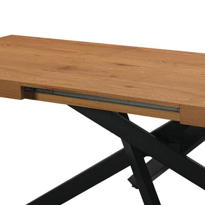 Barato Tavolo da pranzo pieghevole rettangolare moderno Base metallica Arredamento per la sala da pranzo Tavolo da pranzo semplice pieghevole in legno estensibile