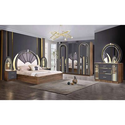 Set di camera da letto in stile turco Luxury King Size Bed Home Master Room In legno Contemporaneo Completo Set di mobili da letto moderni