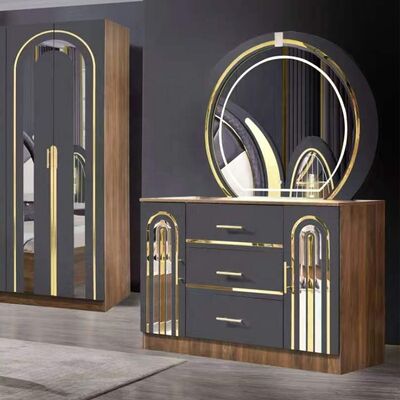 Set di camera da letto in stile turco Luxury King Size Bed Home Master Room In legno Contemporaneo Completo Set di mobili da letto moderni