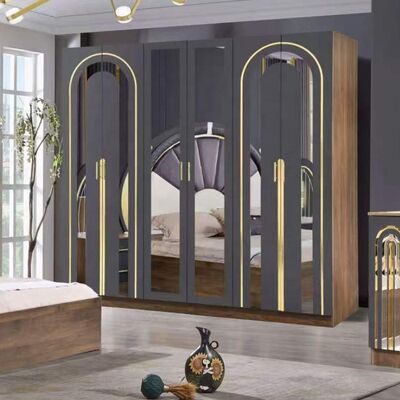 Set di camera da letto in stile turco Luxury King Size Bed Home Master Room In legno Contemporaneo Completo Set di mobili da letto moderni