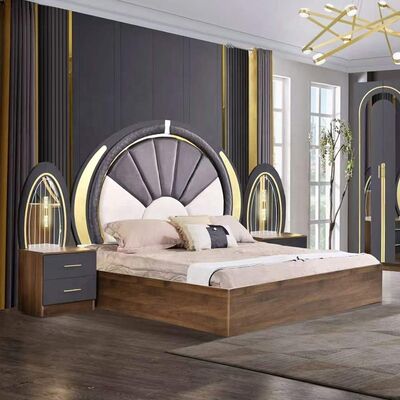 Set di camera da letto in stile turco Luxury King Size Bed Home Master Room In legno Contemporaneo Completo Set di mobili da letto moderni