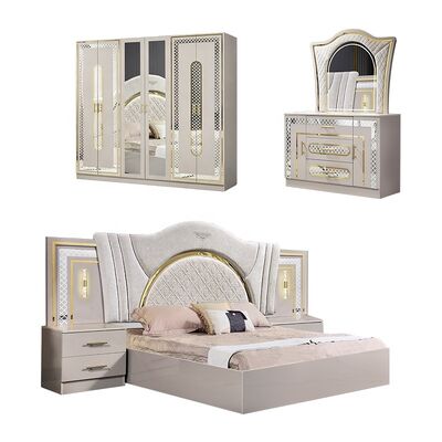 Chambre a Coucher Complet Lit Deux Places Set camera da letto King Size Camera da letto Suite Cornice di legno Moderno Luxury Set mobili camera da letto