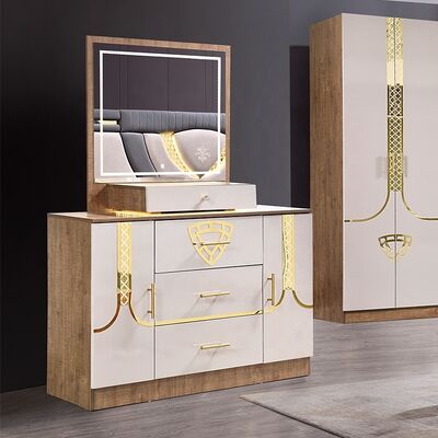 Set Letto Armadio e Toeletta Mobili Turchi Camere da letto Lusso Letto King Size Mobili Moderni in Legno per Camera da letto