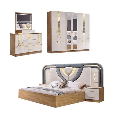 Set Letto Armadio e Toeletta Mobili Turchi Camere da letto Lusso Letto King Size Mobili Moderni in Legno per Camera da letto