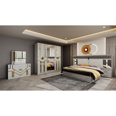 Ingrosso Design Moderno Doppio Cuoio Re Letto Armadio Comodino Completo Set Casa In Legno Grandezza Regina Mobile Luxury Set Camera Da Letto