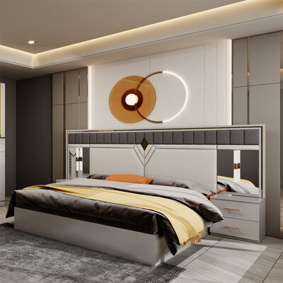 Ingrosso Design Moderno Doppio Cuoio Re Letto Armadio Comodino Completo Set Casa In Legno Grandezza Regina Mobile Luxury Set Camera Da Letto