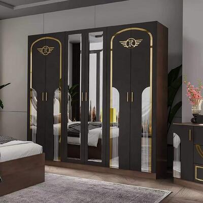 Ingrosso Set di mobili per camera da letto moderni turchi Completo 5 pezzi King Size Camera da letto Cornice in legno Casa Arredamento Set per camera da letto