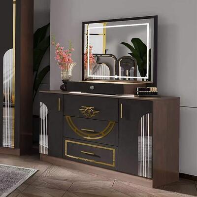Ingrosso Set di mobili per camera da letto moderni turchi Completo 5 pezzi King Size Camera da letto Cornice in legno Casa Arredamento Set per camera da letto