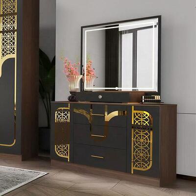 Ingrosso Set di mobili per camera da letto moderni turchi Completo 5 pezzi King Size Camera da letto Cornice in legno Casa Arredamento Set per camera da letto
