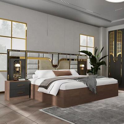 Ingrosso Set di mobili per camera da letto moderni turchi Completo 5 pezzi King Size Camera da letto Cornice in legno Casa Arredamento Set per camera da letto
