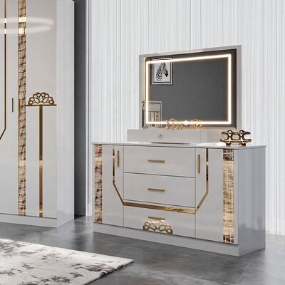 Set completo letto king size turco all'ingrosso Lussuosi set da camera da letto per adulti con struttura in legno Set di mobili moderni per camera da letto