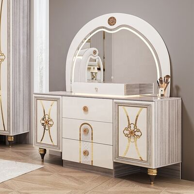 Set di mobili per camera da letto moderna King Size Lusso Letto matrimoniale con testiera illuminata Set con struttura in legno Set completo per camera da letto principale turca