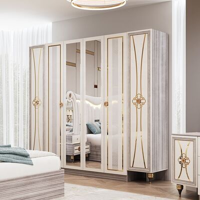 Set di mobili per camera da letto moderna King Size Lusso Letto matrimoniale con testiera illuminata Set con struttura in legno Set completo per camera da letto principale turca
