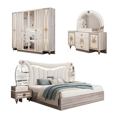 Set di mobili per camera da letto moderna King Size Lusso Letto matrimoniale con testiera illuminata Set con struttura in legno Set completo per camera da letto principale turca