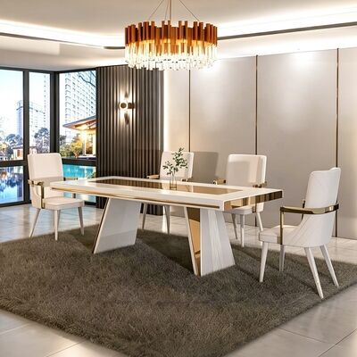 Luxury Royal Complete Dining Room Sets Furniture Home Restaurant Rectangle Wooden Modern Dining Table Set 6 Seater with Chairs