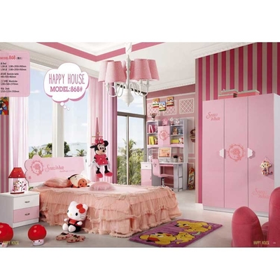 Principessa bianca rosa Kids Furniture 5pcs degli insiemi di camera da letto dei bambini di Cabrini