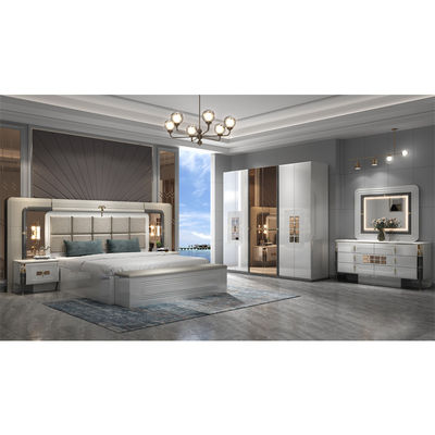Alte qualità moderno doppio telaio in legno King Size Letto Legno illuminato Testa della testa Camera padronale Luxury Full bedroom furniture set