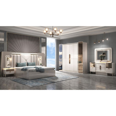 Nuovo design Moderno Headboard illuminato Legno King Size Set camera da letto doppio telaio di legno completo Luxury Home Arredamento Set camera da letto