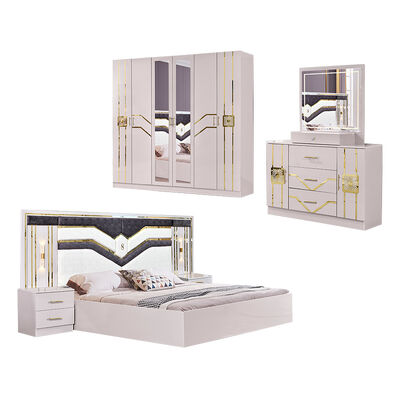 Prezzo all'ingrosso Set completo per camera da letto Arredamento letto doppio Cornice in legno Moderno lusso Full Home King Size Set di mobili per camera da letto