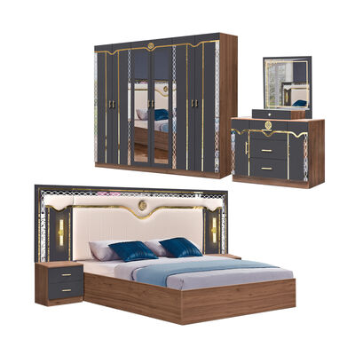 Cina Ingrosso Barato Legno MDF King Size Set Letto 5 pezzi Camera doppia Moderno Luxury In Legno Inquadratura Set Letto Arredamento