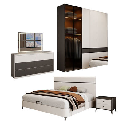 Modern Luxury Bedroom Furniture Set Classic King Size in legno con ampio spazio accogliente Minimalista Complete Master Suite