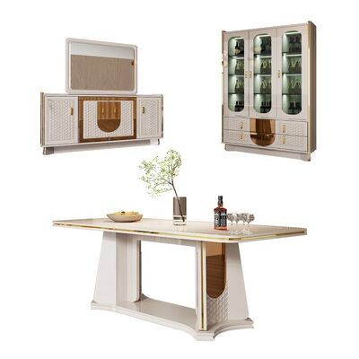 Set completo sala da pranzo Mobili moderni per sala da pranzo Set di mobili da pranzo di lusso in legno Tavolo da pranzo con credenza e armadietto del vino